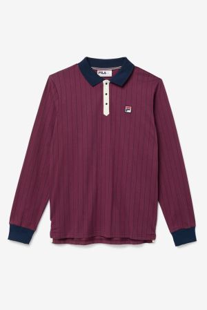 FILA Bb2 Long Sleeve Polos Navy,Mens Clothing | CA.WZHSTF834